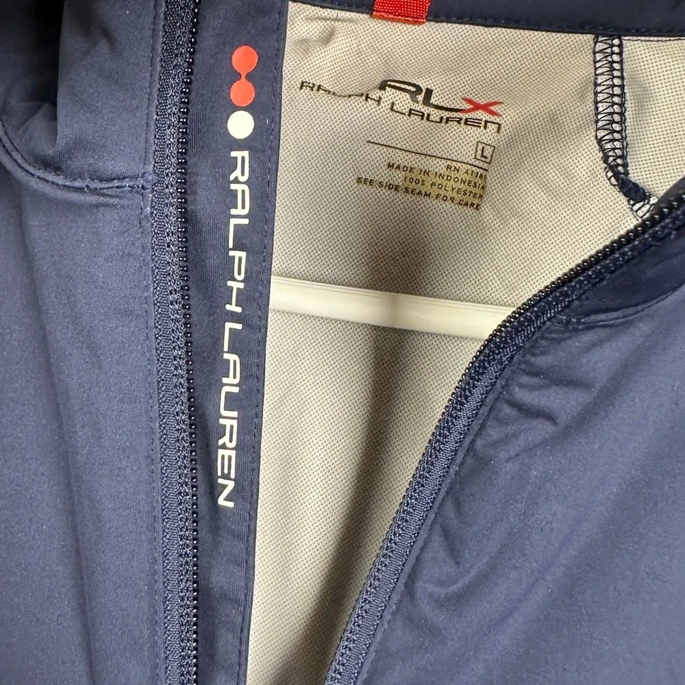 RLX Ralph Lauren Rain Jacket Mens Large Blue Quarter Zip Pullover Performance
